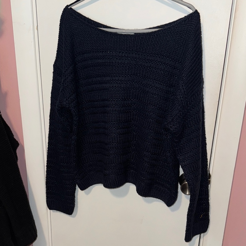Hollister Off-the-Shoulder Navy Sweater